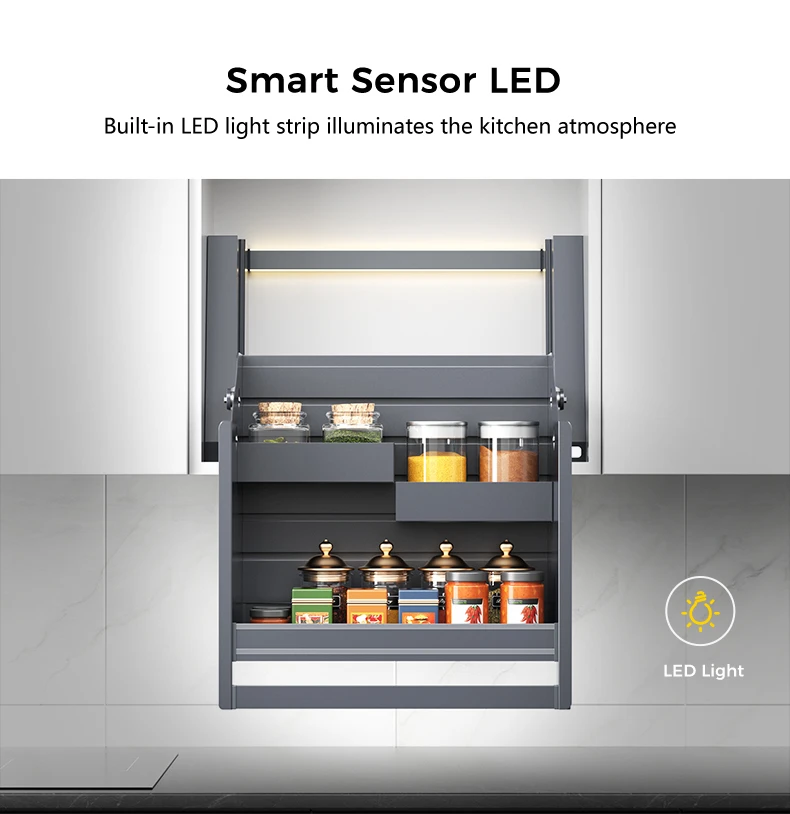 Hot Sale Smart Kitchen Electric Adjustable Wall Cabinet Lift System Pull Down Dish Rack Organizer price