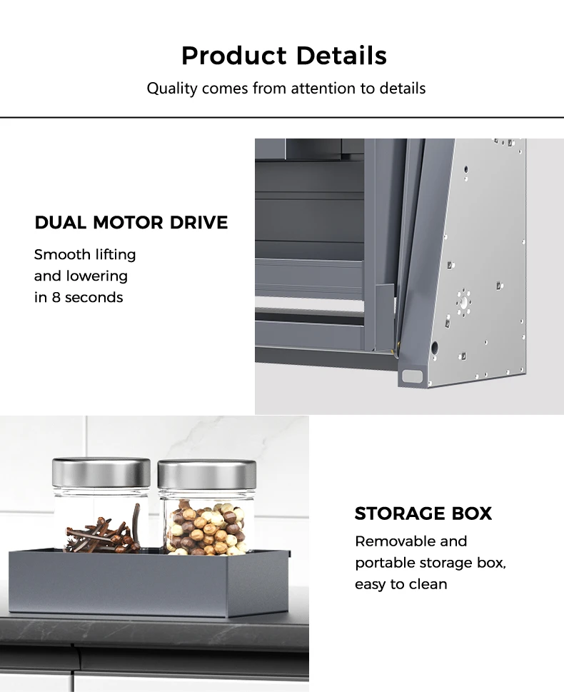 Hot Sale Smart Kitchen Electric Adjustable Wall Cabinet Lift System Pull Down Dish Rack Organizer best