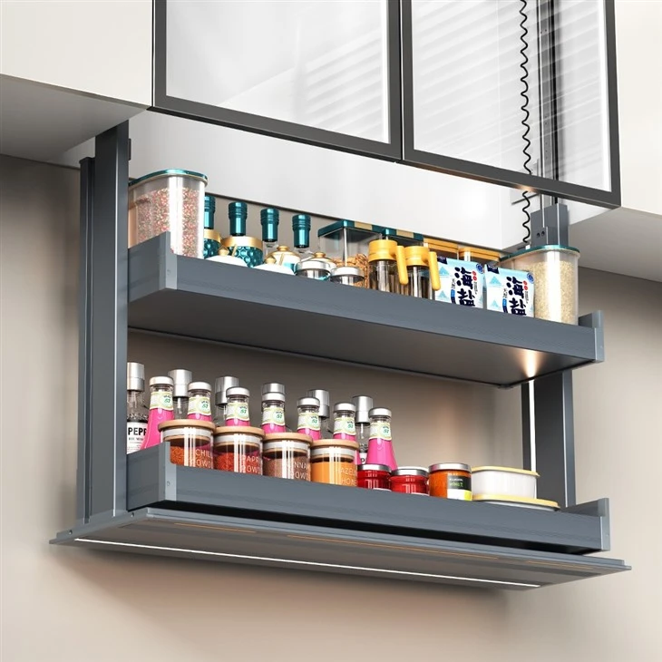 Kitchen Metal Double-layer Electric Lift Cabinet